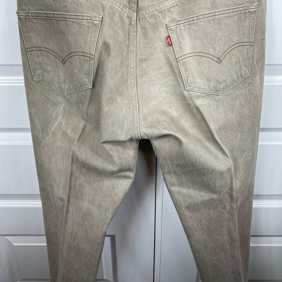 LEVIS 501 Baggy Button Fly  38x27 Taupe Grayish-Brown Men’s Pants Hemmed - Picture 3 of 6